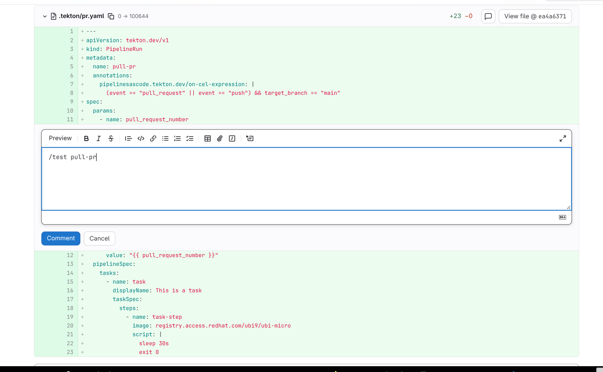 GitOps Commits For Comments